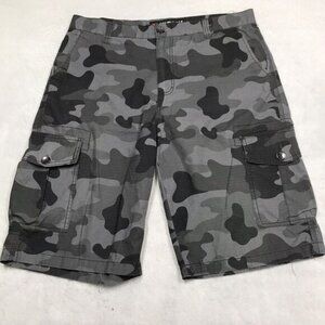 SOUTHPOLE Cargo Shorts Men 34 Gray Frog Camo Rip Stop Skate Beach Paratrooper